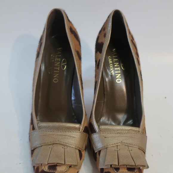 Authentic Valentino Garavani Brown Tan Pony Hair Animal Print Pumps 38.5 US/8.5 - Picture 6 of 12